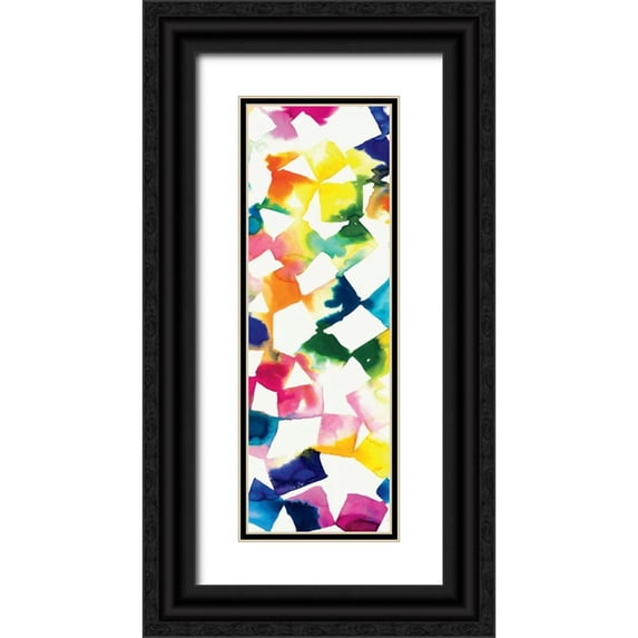 Wild Apple Portfolio 11x24 Black Ornate Wood Framed with Double Matting Museum Art Print Titled - Colorful Cubes III