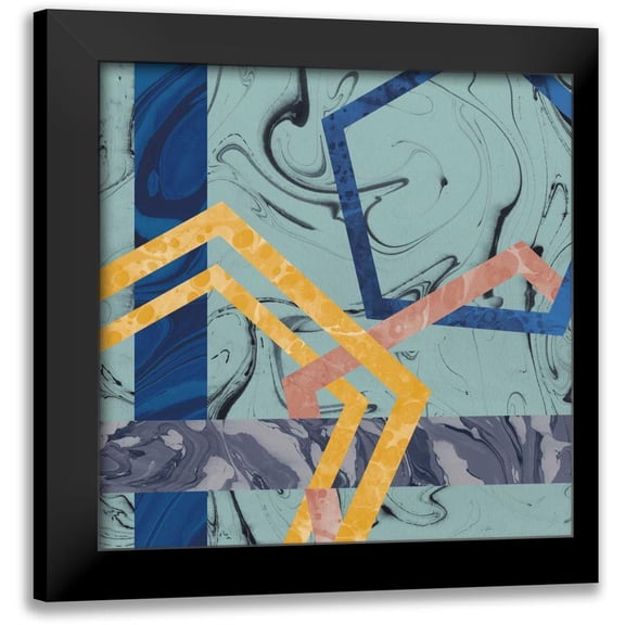 Wild Apple Portfolio 12x12 Black Modern Framed Museum Art Print Titled - Terrazzo I Blue