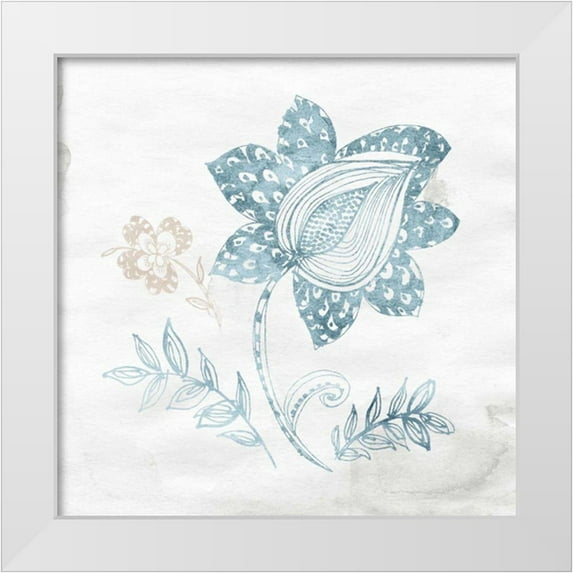 Wild Apple Portfolio 12x12 White Modern Wood Framed Museum Art Print Titled - Eastern Boho I Teal