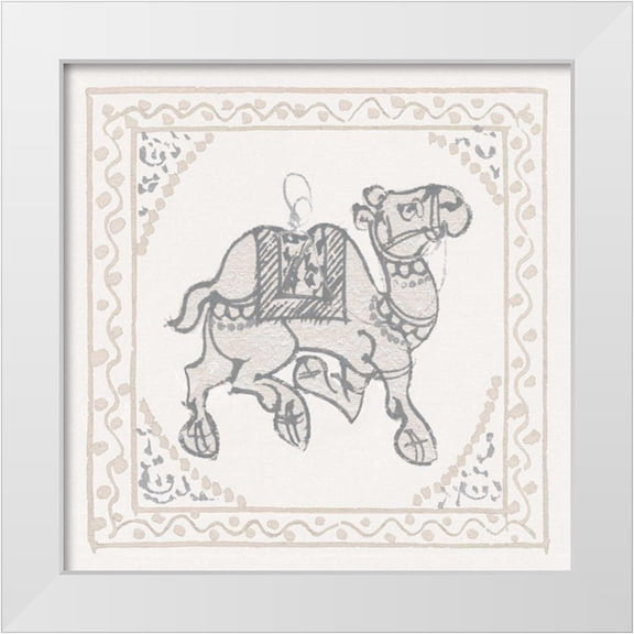 Wild Apple Portfolio 12x12 White Modern Wood Framed Museum Art Print Titled - Winter Caravan Camel