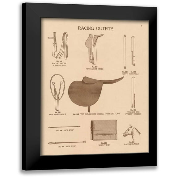 Wild Apple Portfolio 12x14 Black Modern Framed Museum Art Print Titled - Equine Riding Gear III v2