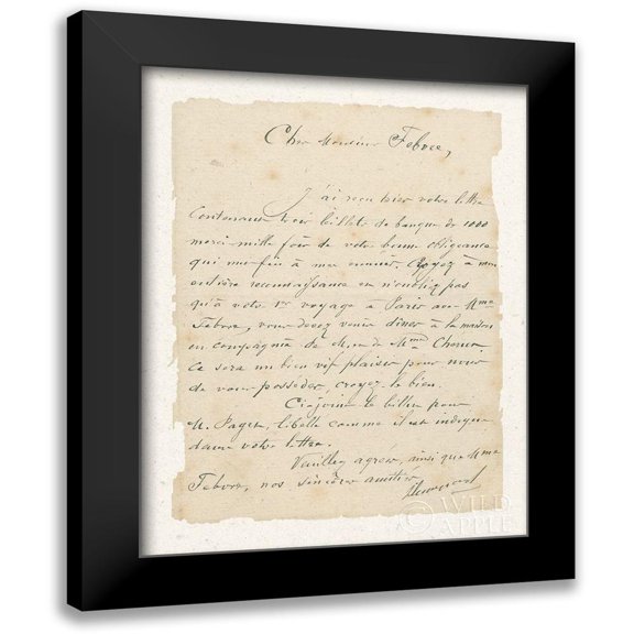 Wild Apple Portfolio 12x14 Black Modern Framed Museum Art Print Titled - French Letter I