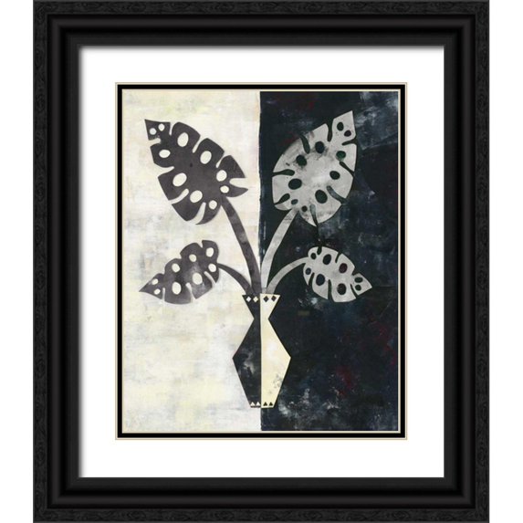 Wild Apple Portfolio 12x14 Black Ornate Wood Framed with Double Matting Museum Art Print Titled - Pretty Palms III Neutral