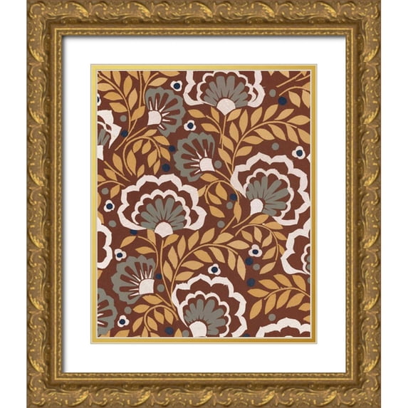 Wild Apple Portfolio 12x14 Gold Ornate Wood Framed with Double Matting Museum Art Print Titled - Boho Floral VII