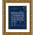 thumbnail image 1 of Wild Apple Portfolio 12x14 Gold Ornate Wood Framed with Double Matting Museum Art Print Titled - Quai Henri Blueprint I, 1 of 4