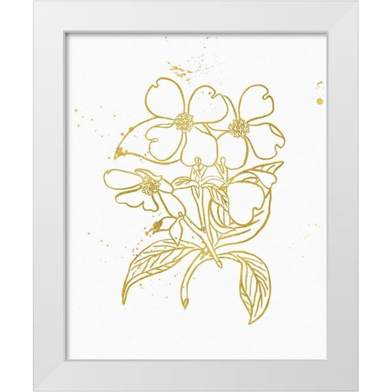 Wild Apple Portfolio 12x14 White Modern Wood Framed Museum Art Print Titled - Gold Blooms III