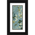 thumbnail image 1 of Wild Apple Portfolio 12x24 Black Ornate Wood Framed with Double Matting Museum Art Print Titled - Leaves on Blue I, 1 of 4