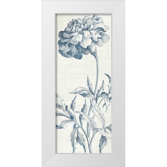 Wild Apple Portfolio 12x24 White Modern Wood Framed Museum Art Print Titled - Eden III  Indigo and White
