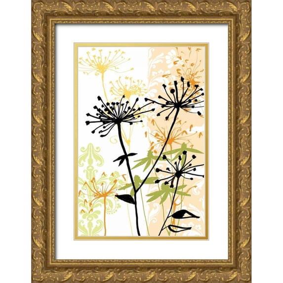 Wild Apple Portfolio 13x18 Gold Ornate Wood Framed with Double Matting Museum Art Print Titled - Funky Botanical I No Words