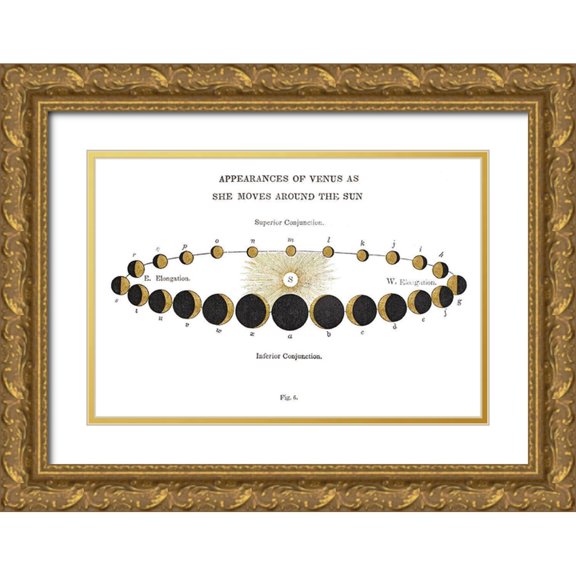 Wild Apple Portfolio 14x11 Gold Ornate Wood Framed with Double Matting Museum Art Print Titled - Solar Venus Chart Gold
