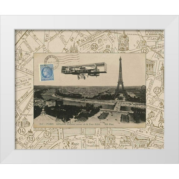 Wild Apple Portfolio 14x12 White Modern Wood Framed Museum Art Print Titled - Destination Paris III
