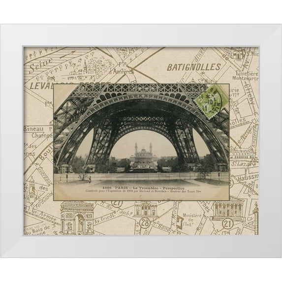 Wild Apple Portfolio 14x12 White Modern Wood Framed Museum Art Print Titled - Destination Paris I