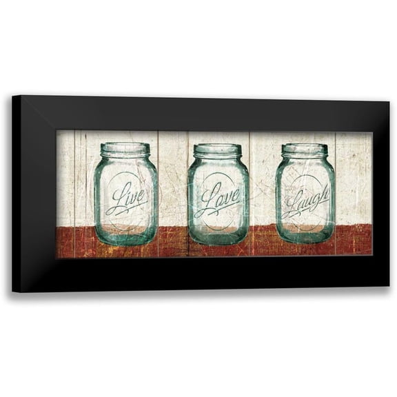 Wild Apple Portfolio 14x8 Black Modern Framed Museum Art Print Titled - Flea Market Mason Jars Panel II Table