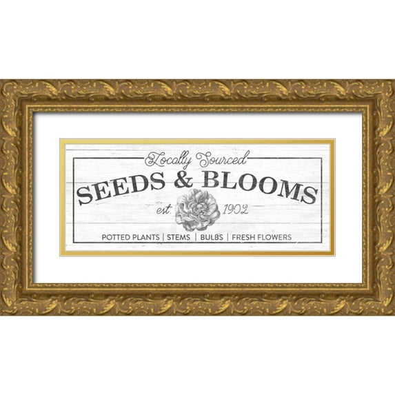 Wild Apple Portfolio 14x8 Gold Ornate Wood Framed with Double Matting Museum Art Print Titled - Flower Market II