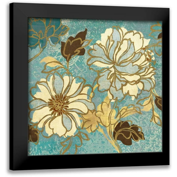 Wild Apple Portfolio 15x15 Black Modern Framed Museum Art Print Titled - Sophias Flowers I Blue