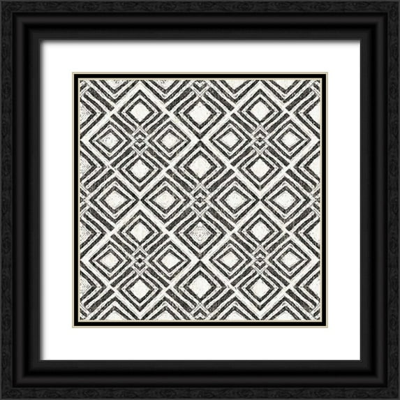Wild Apple Portfolio 15x15 Black Ornate Wood Framed with Double Matting Museum Art Print Titled - African Wild Pattern IV BW