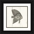 thumbnail image 1 of Wild Apple Portfolio 15x15 Black Ornate Wood Framed with Double Matting Museum Art Print Titled - Fish Sketches III Shiplap, 1 of 4