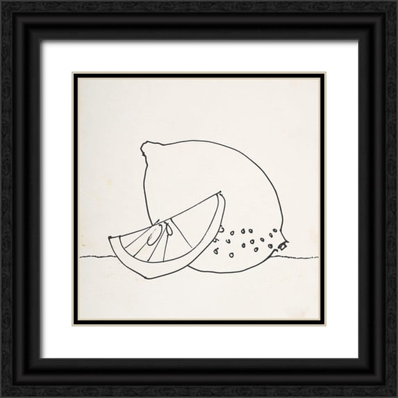 Wild Apple Portfolio 15x15 Black Ornate Wood Framed with Double Matting Museum Art Print Titled - Lovely Lemons II