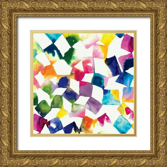 Wild Apple Portfolio 15x15 Gold Ornate Wood Framed with Double Matting Museum Art Print Titled - Colorful Cubes
