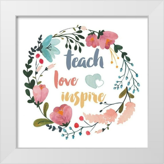 Wild Apple Portfolio 15x15 White Modern Wood Framed Museum Art Print Titled - Harriet Floral Teacher Inspiration I