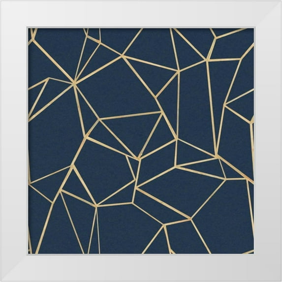 Wild Apple Portfolio 15x15 White Modern Wood Framed Museum Art Print Titled - Succulent Pattern Navy