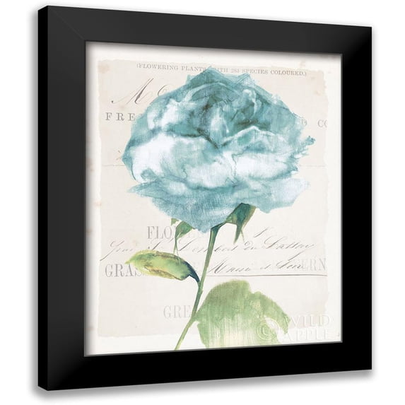 Wild Apple Portfolio 15x18 Black Modern Framed Museum Art Print Titled - Antique Floral II Blue Vintage