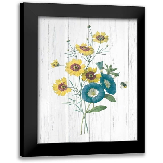Wild Apple Portfolio 15x18 Black Modern Framed Museum Art Print Titled - Botanical Bouquet on Wood II