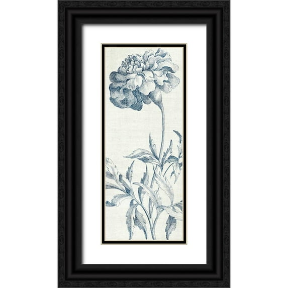 Wild Apple Portfolio 15x32 Black Ornate Wood Framed with Double Matting Museum Art Print Titled - Eden III Indigo and White