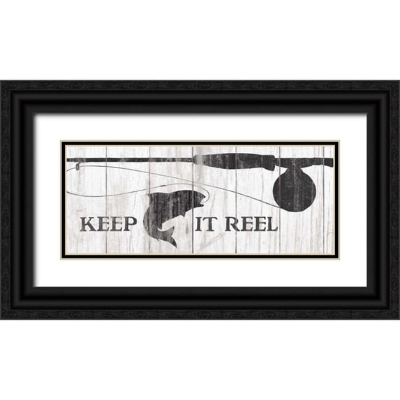 Wild Apple Portfolio 18x10 Black Ornate Wood Framed with Double Matting Museum Art Print Titled - Keep it Reel Sign