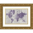 thumbnail image 1 of Wild Apple Portfolio 18x13 Gold Ornate Wood Framed with Double Matting Museum Art Print Titled - Old World Map Purple Gray, 1 of 4