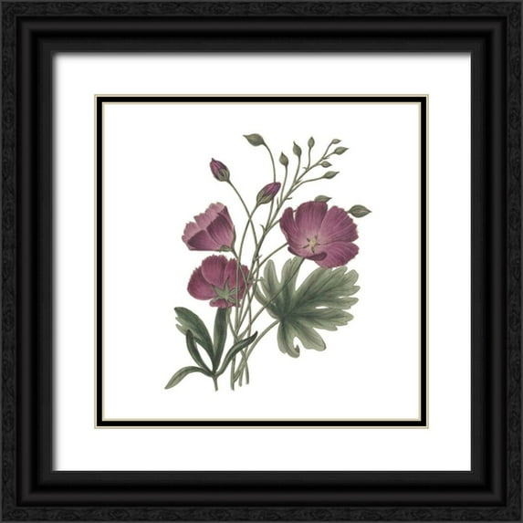 Wild Apple Portfolio 20x20 Black Ornate Wood Framed with Double Matting Museum Art Print Titled - Monument Etching Tile Flowers III