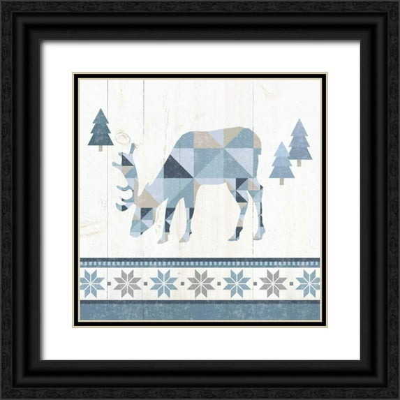 Wild Apple Portfolio 20x20 Black Ornate Wood Framed with Double Matting Museum Art Print Titled - Nordic Geo Lodge Deer II
