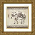 thumbnail image 1 of Wild Apple Portfolio 20x20 Gold Ornate Wood Framed with Double Matting Museum Art Print Titled - Boho Elephant II Neutral, 1 of 4