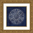 thumbnail image 1 of Wild Apple Portfolio 20x20 Gold Ornate Wood Framed with Double Matting Museum Art Print Titled - Rosette VIII Indigo, 1 of 4