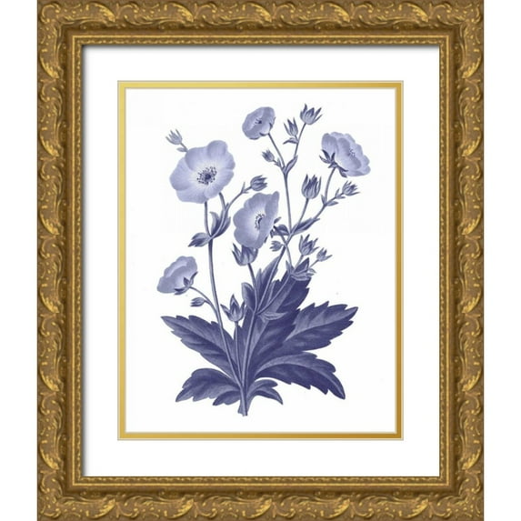 Wild Apple Portfolio 20x24 Gold Ornate Wood Framed with Double Matting Museum Art Print Titled - Dark Blue Botanical VI