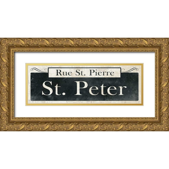 Wild Apple Portfolio 24x11 Gold Ornate Wood Framed with Double Matting Museum Art Print Titled - French Quarter Sign III