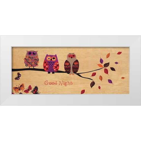 Wild Apple Portfolio 24x12 White Modern Wood Framed Museum Art Print Titled - Good Night Owl