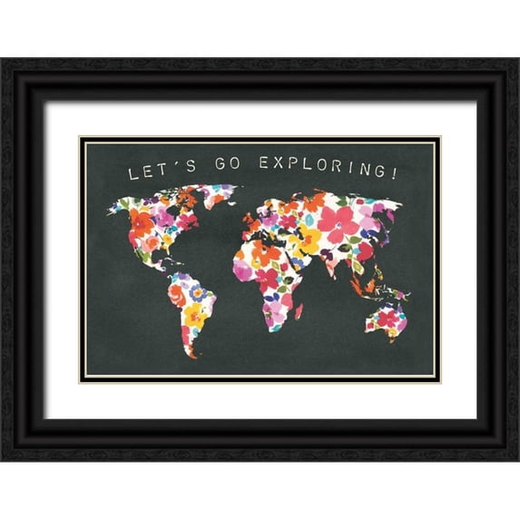 Wild Apple Portfolio 24x17 Black Ornate Wood Framed with Double Matting Museum Art Print Titled - Bright World Black