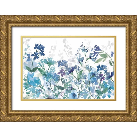 Wild Apple Portfolio 24x17 Gold Ornate Wood Framed with Double Matting Museum Art Print Titled - Colors of the Garden Cool Shadows