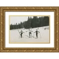 thumbnail image 1 of Wild Apple Portfolio 24x17 Gold Ornate Wood Framed with Double Matting Museum Art Print Titled - Ski Day, 1 of 4