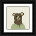 thumbnail image 1 of Wild Apple Portfolio 26x26 Black Ornate Wood Framed with Double Matting Museum Art Print Titled - Bear on Cream, 1 of 4