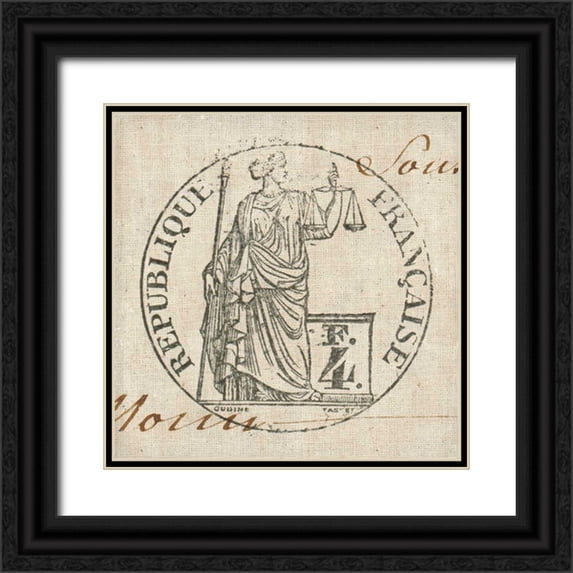Wild Apple Portfolio 26x26 Black Ornate Wood Framed with Double Matting Museum Art Print Titled - Letter Crest V