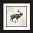 thumbnail image 1 of Wild Apple Portfolio 26x26 Black Ornate Wood Framed with Double Matting Museum Art Print Titled - Plaid Lodge III Tan, 1 of 4