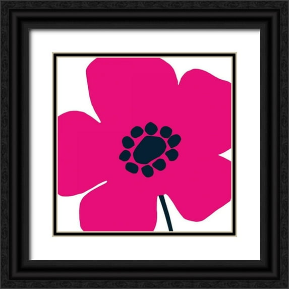 Wild Apple Portfolio 26x26 Black Ornate Wood Framed with Double Matting Museum Art Print Titled - Pop Art Floral IV Hot Pink