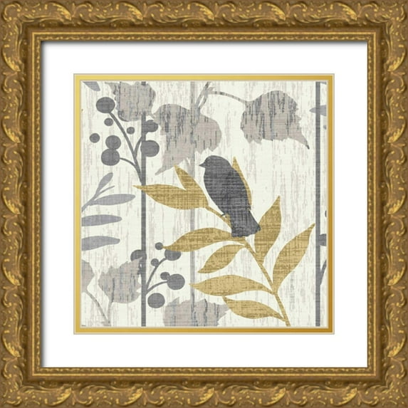 Wild Apple Portfolio 26x26 Gold Ornate Wood Framed with Double Matting Museum Art Print Titled - Garden Leaves Square VI
