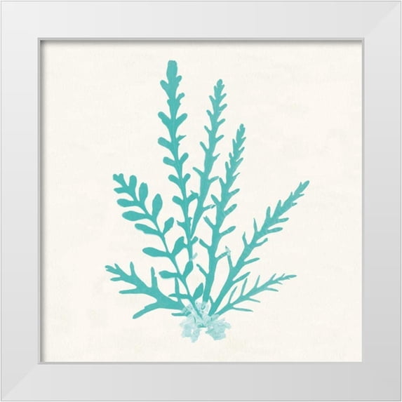 Wild Apple Portfolio 26x26 White Modern Wood Framed Museum Art Print Titled - Pacific Sea Mosses III Aqua