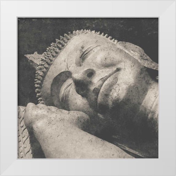 Wild Apple Portfolio 26x26 White Modern Wood Framed Museum Art Print Titled - Reclining Buddha
