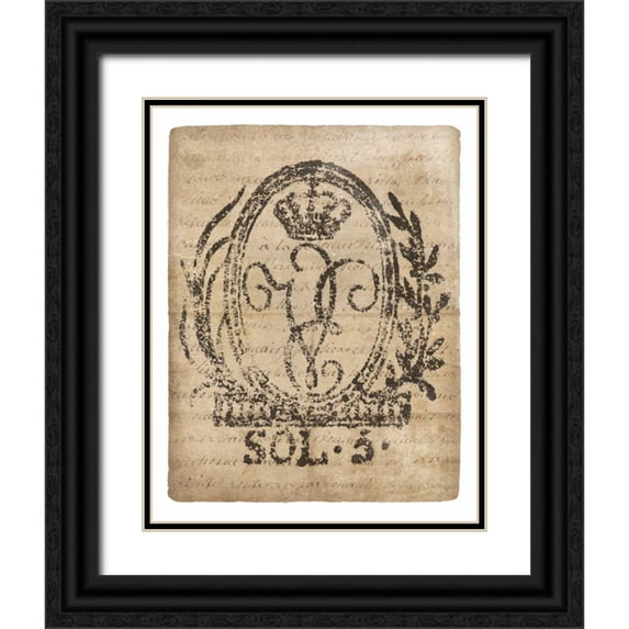 Wild Apple Portfolio 26x32 Black Ornate Wood Framed with Double Matting Museum Art Print Titled - Vintage Seal III v2