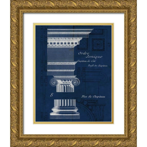 Wild Apple Portfolio 26x32 Gold Ornate Wood Framed with Double Matting Museum Art Print Titled - Architectural Rendering II Blueprint