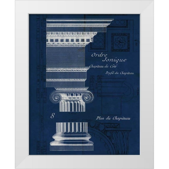 Wild Apple Portfolio 26x32 White Modern Wood Framed Museum Art Print Titled - Architectural Rendering II Blueprint